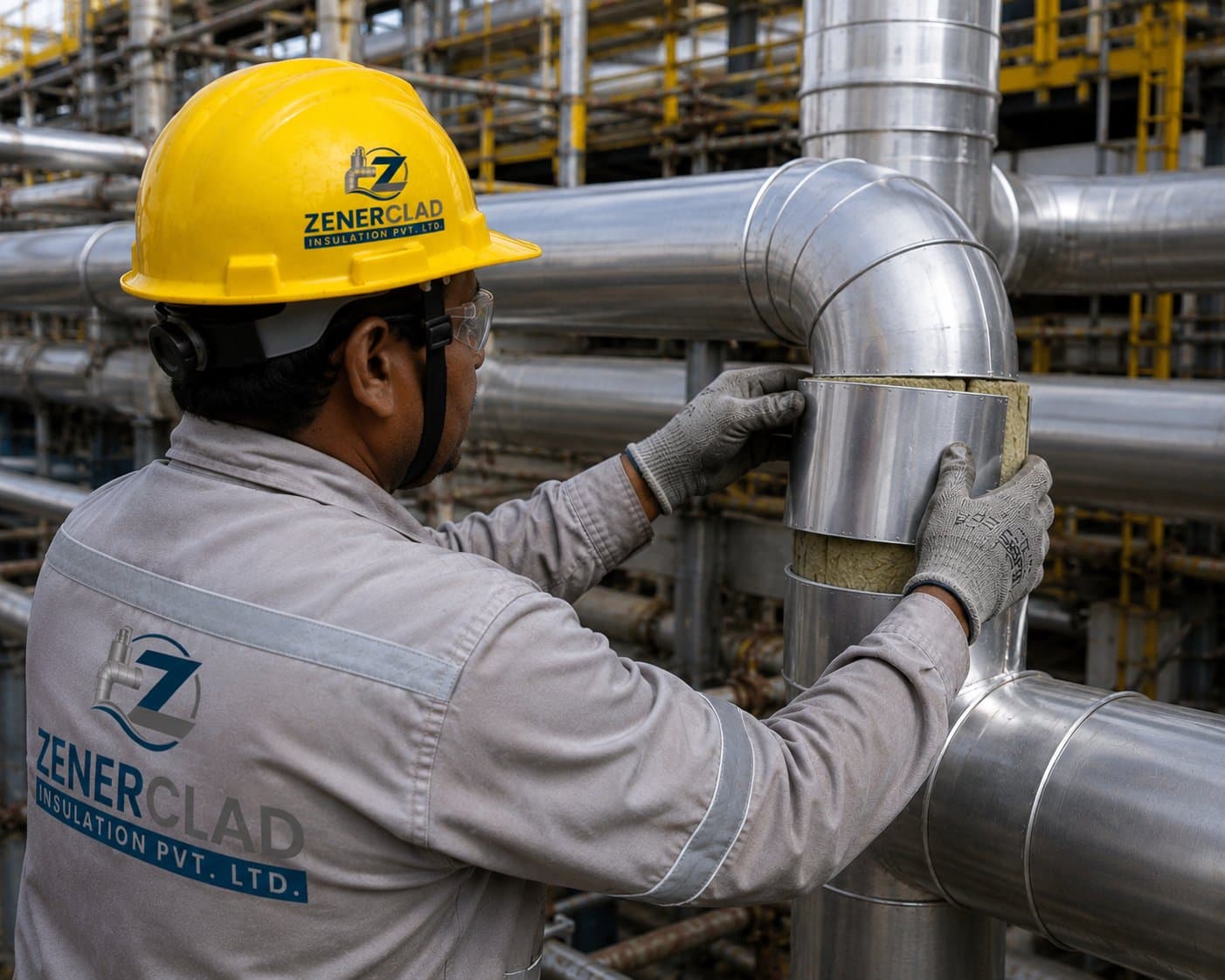 Zenerclad insulation works across refineries, LNG terminals, HVAC ducting, scaffolding access, and insulation materials